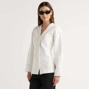 Modern Citizen Emmett Structured-Sleeve Denim Jacket Size SWhite / S